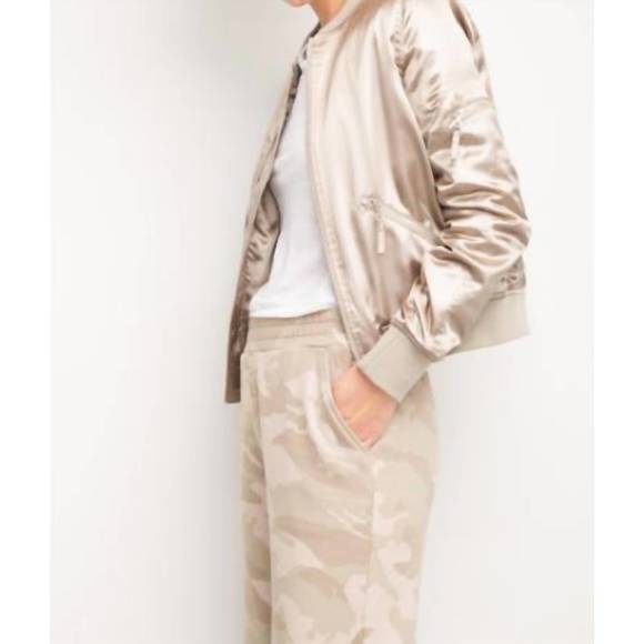 NEW GENERATION LOVE vernon satin bomber jacket in sage - Picture 2 of 3